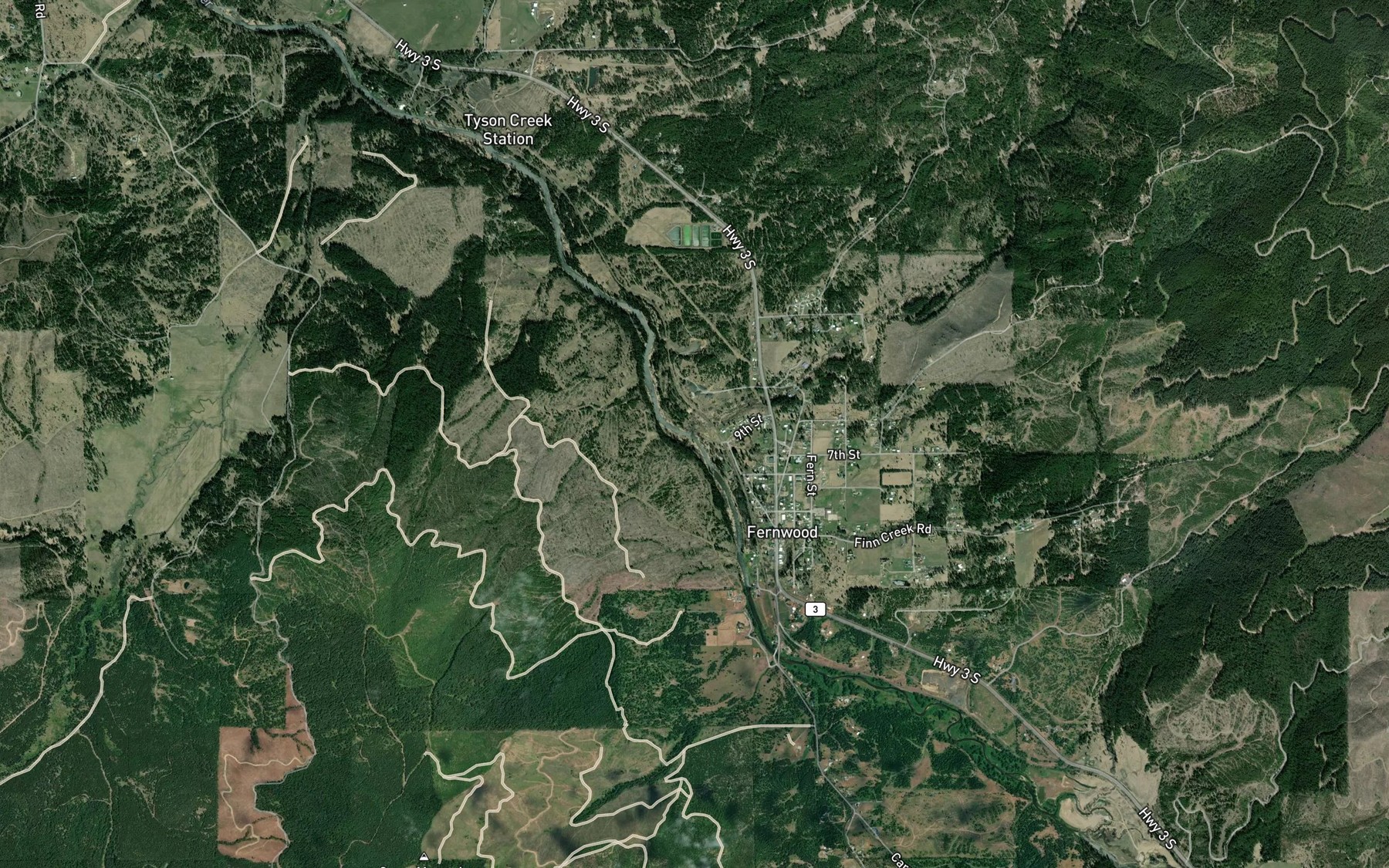 Satellite map of the Crystal Creek