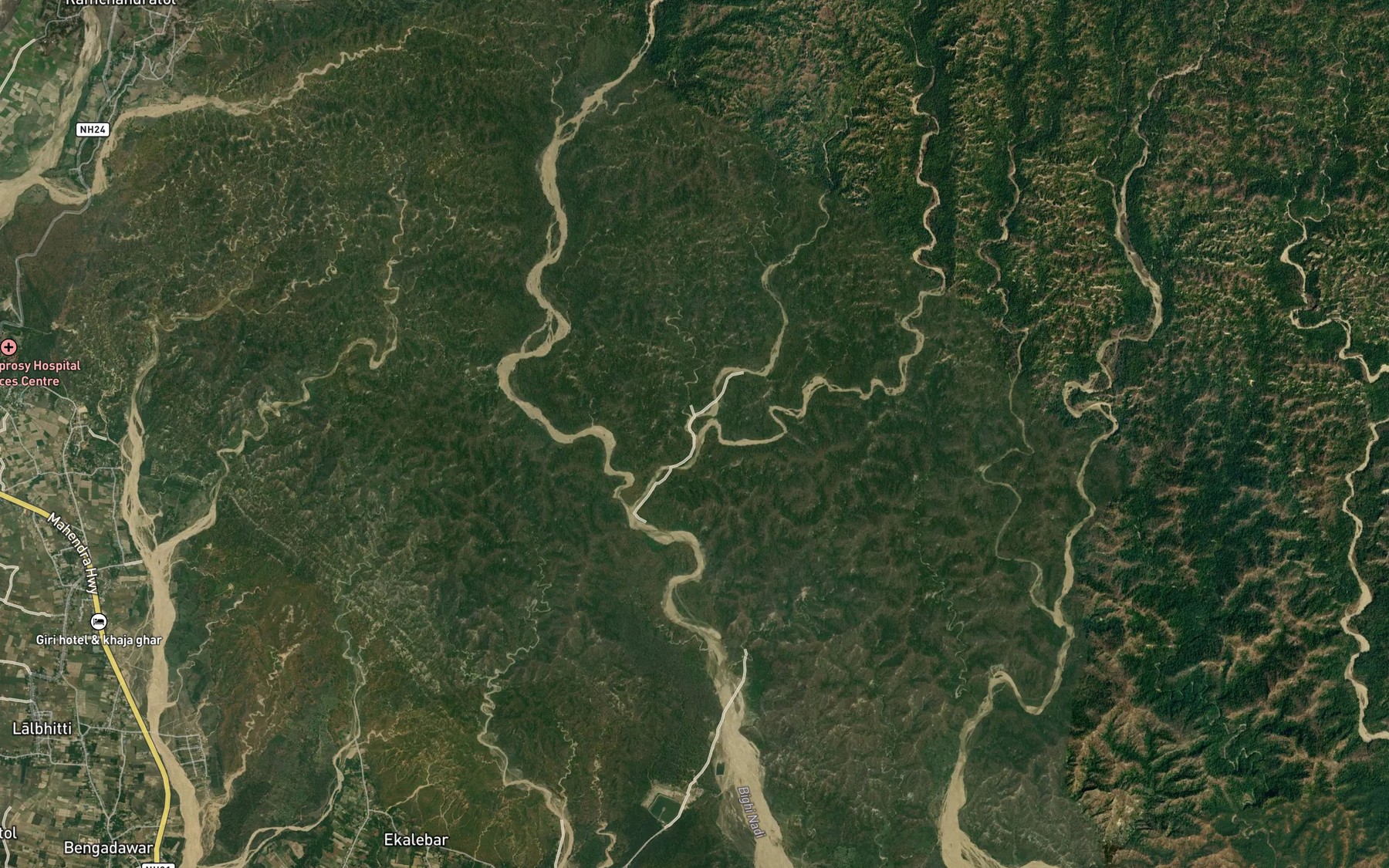 Satellite map of the Bire Khola