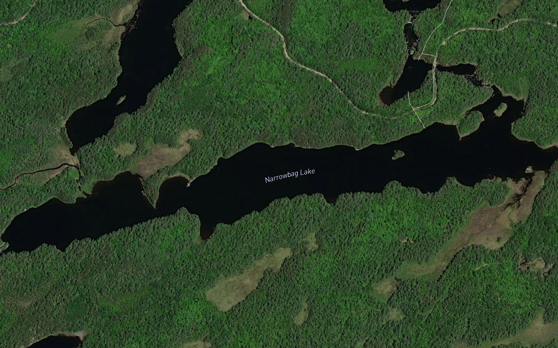 Satellite map of the Narrowbag Lake