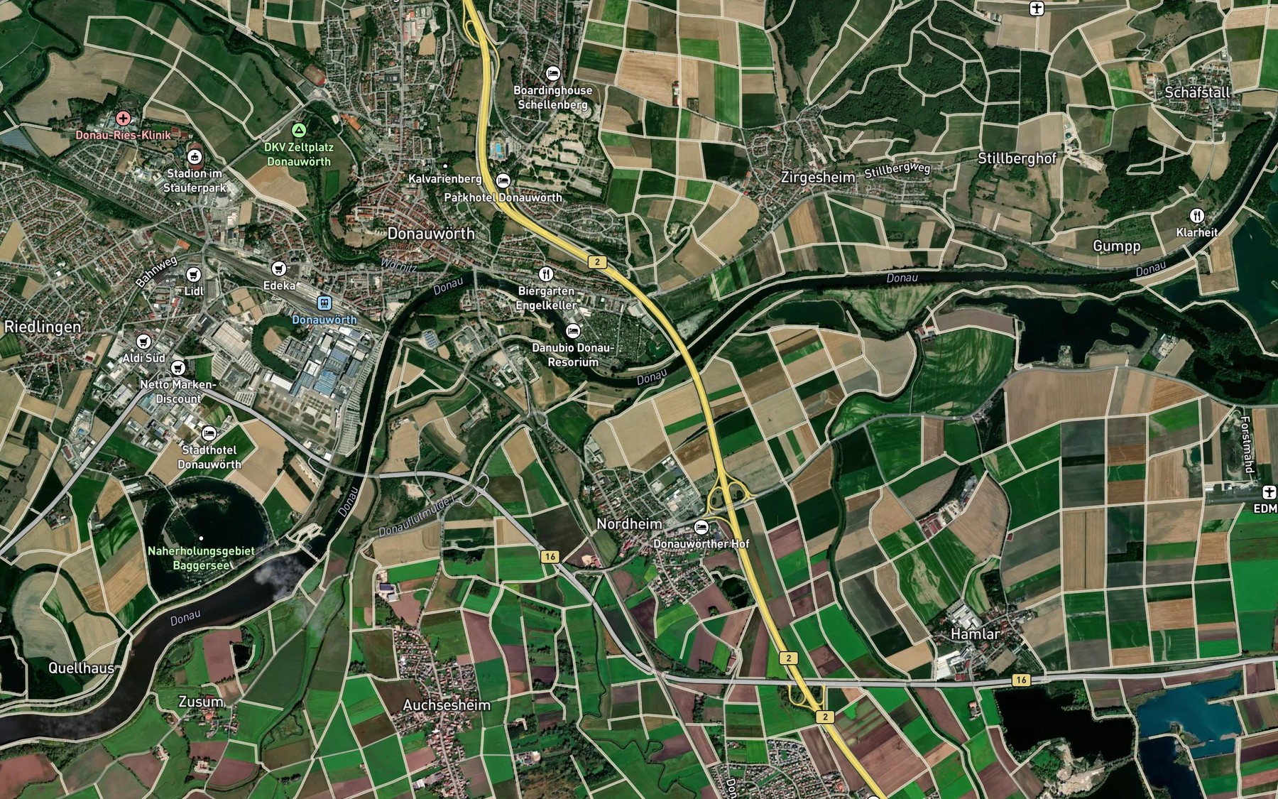 Satellite map of the Schmutter