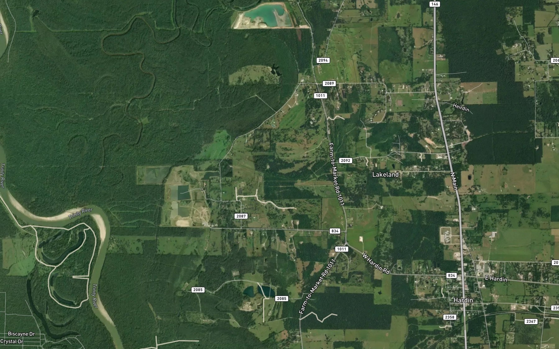 Satellite map of the Beard Bayou