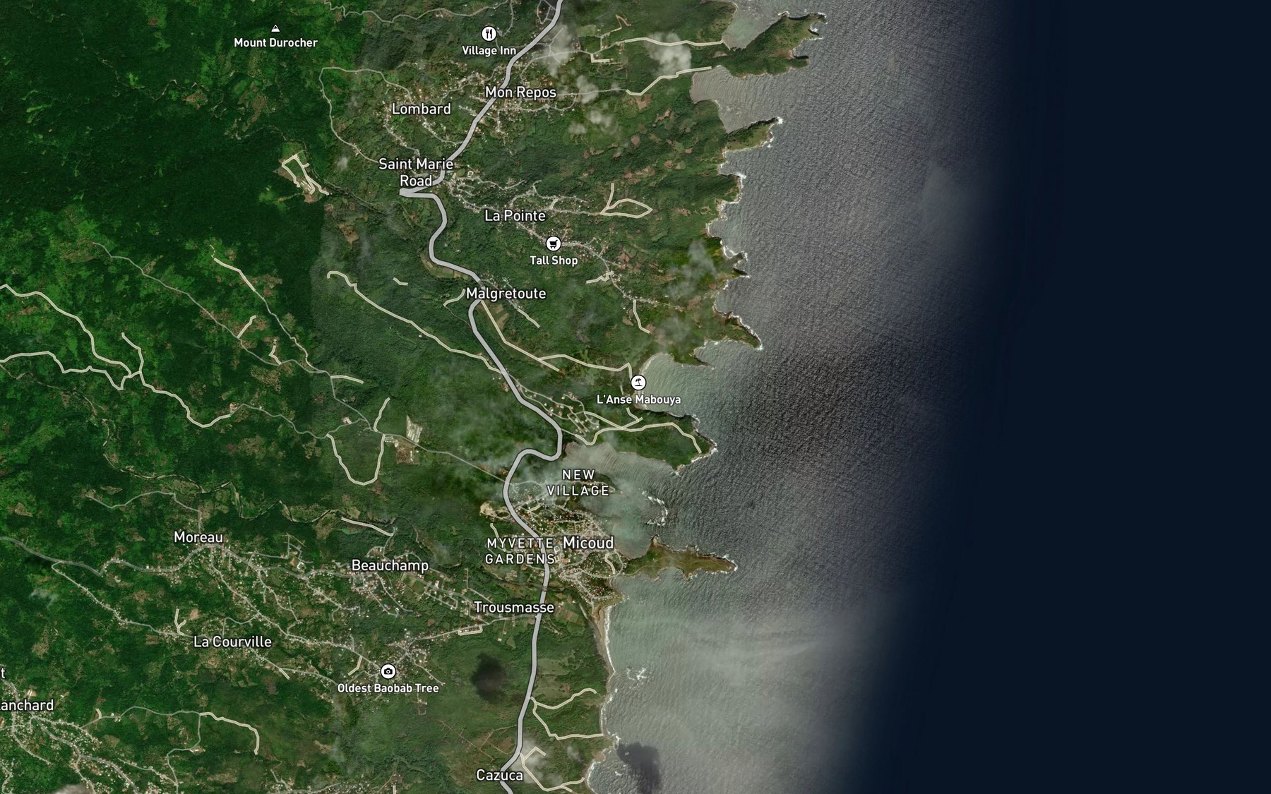 Satellite map of the Fond River