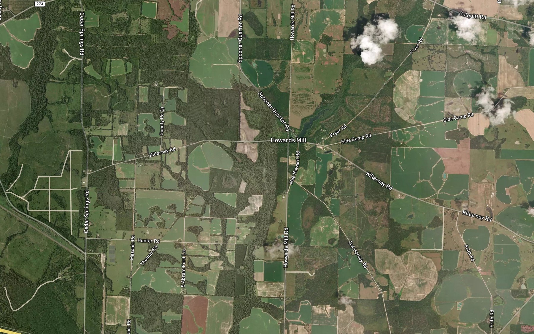 Satellite map of the Howards Mill Creek