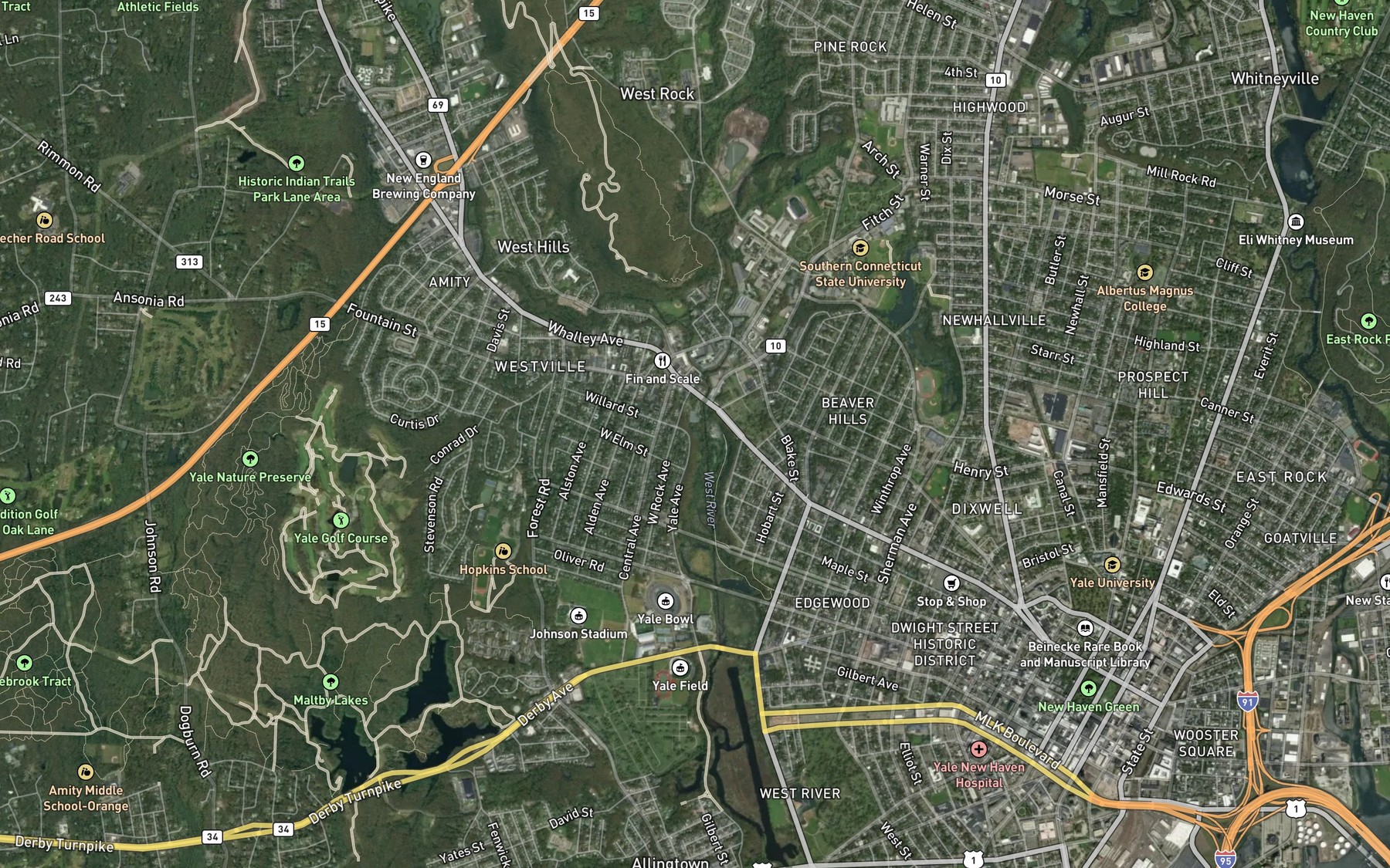 Satellite map of the Iris Pond