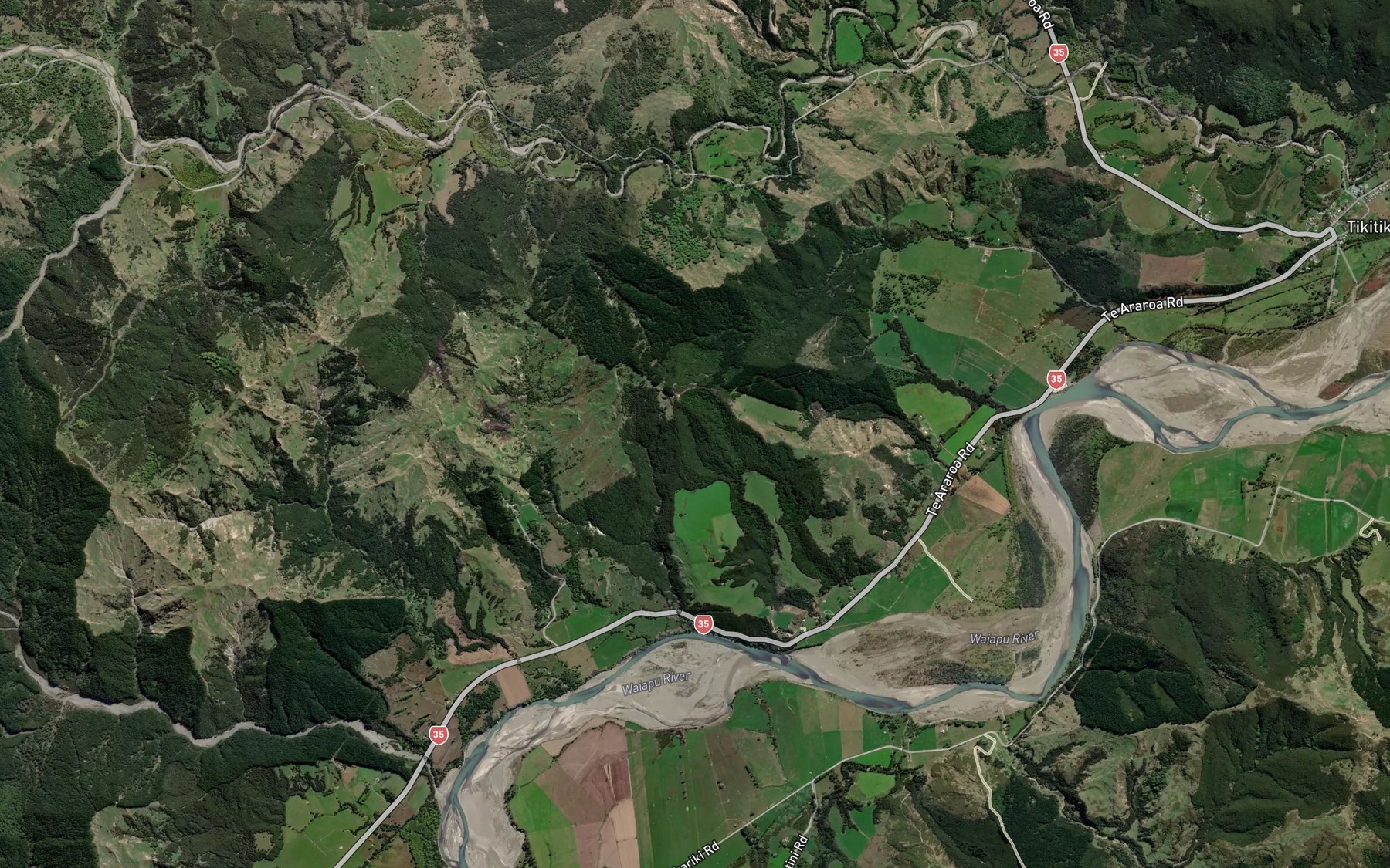 Satellite map of the Pukerimu Stream