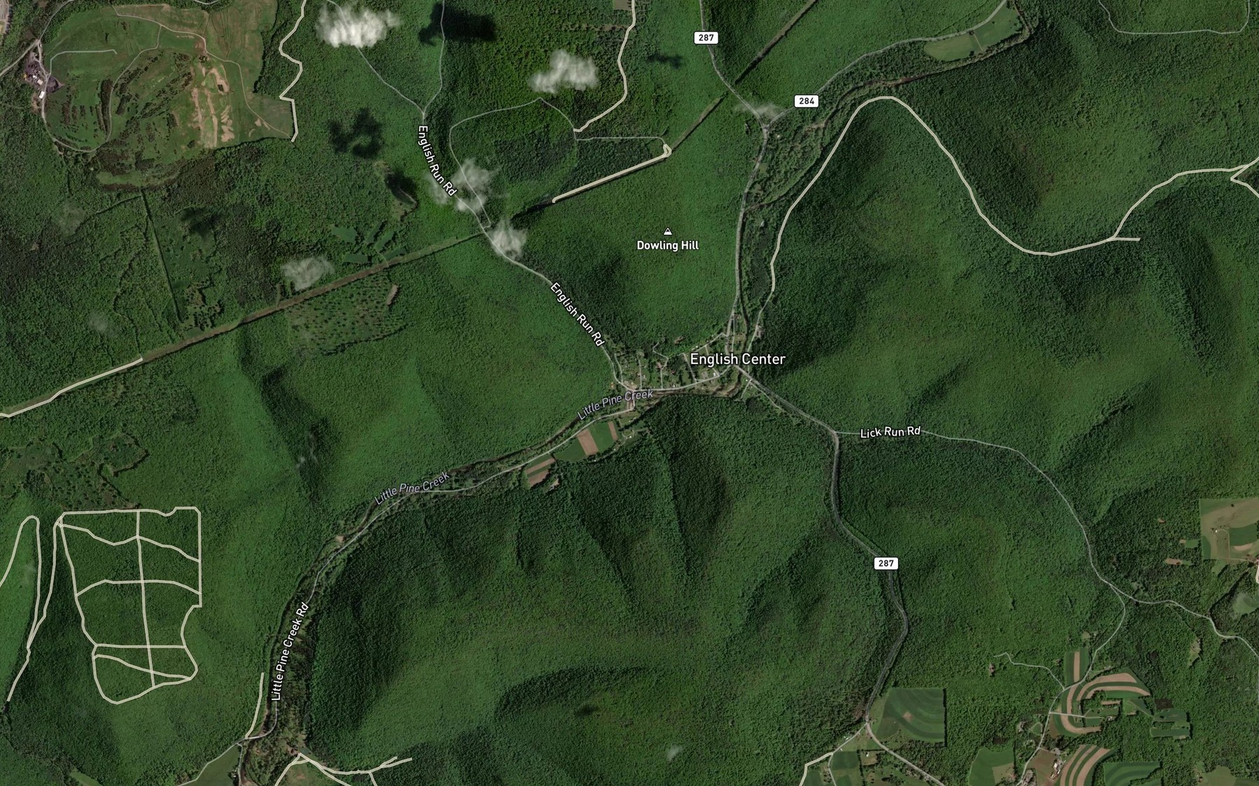 Satellite map of the English Run