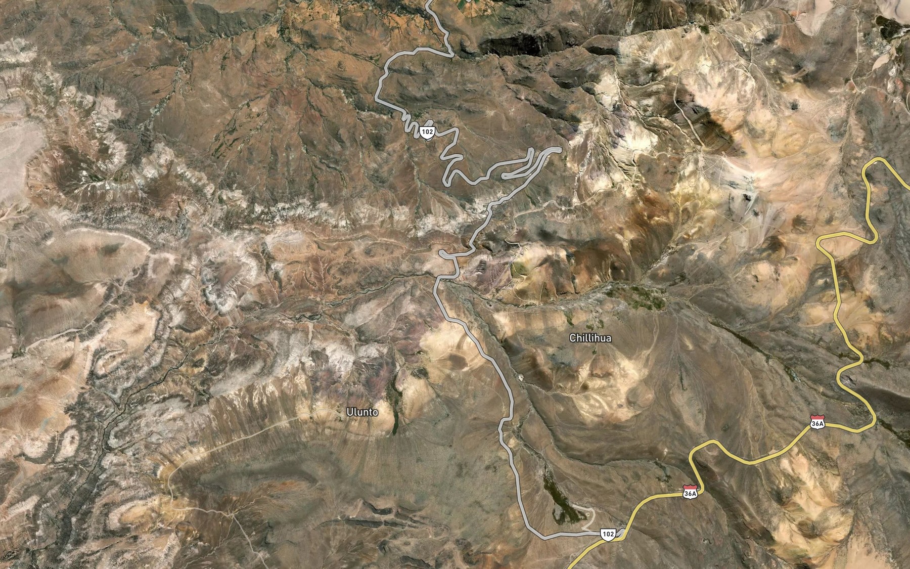 Satellite map of the Quebrada Chillihua