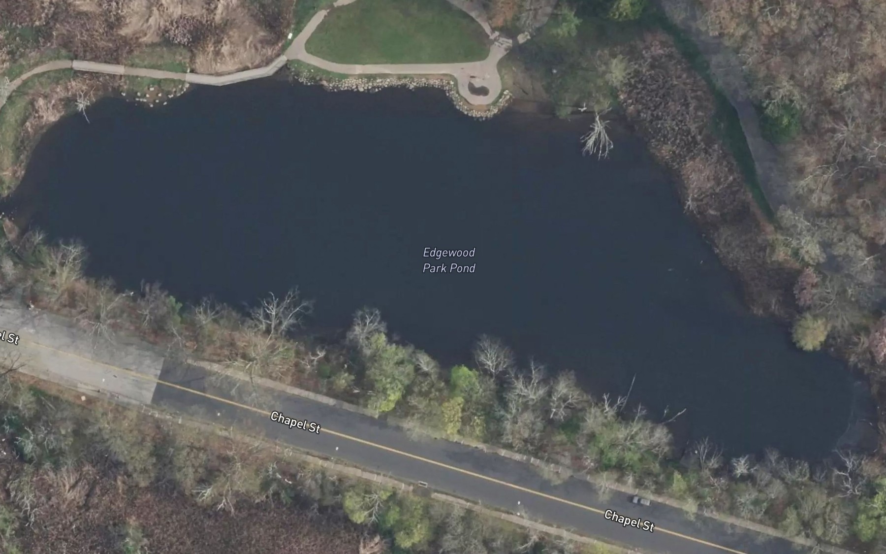 Satellite map of the Edgewood Park Pond