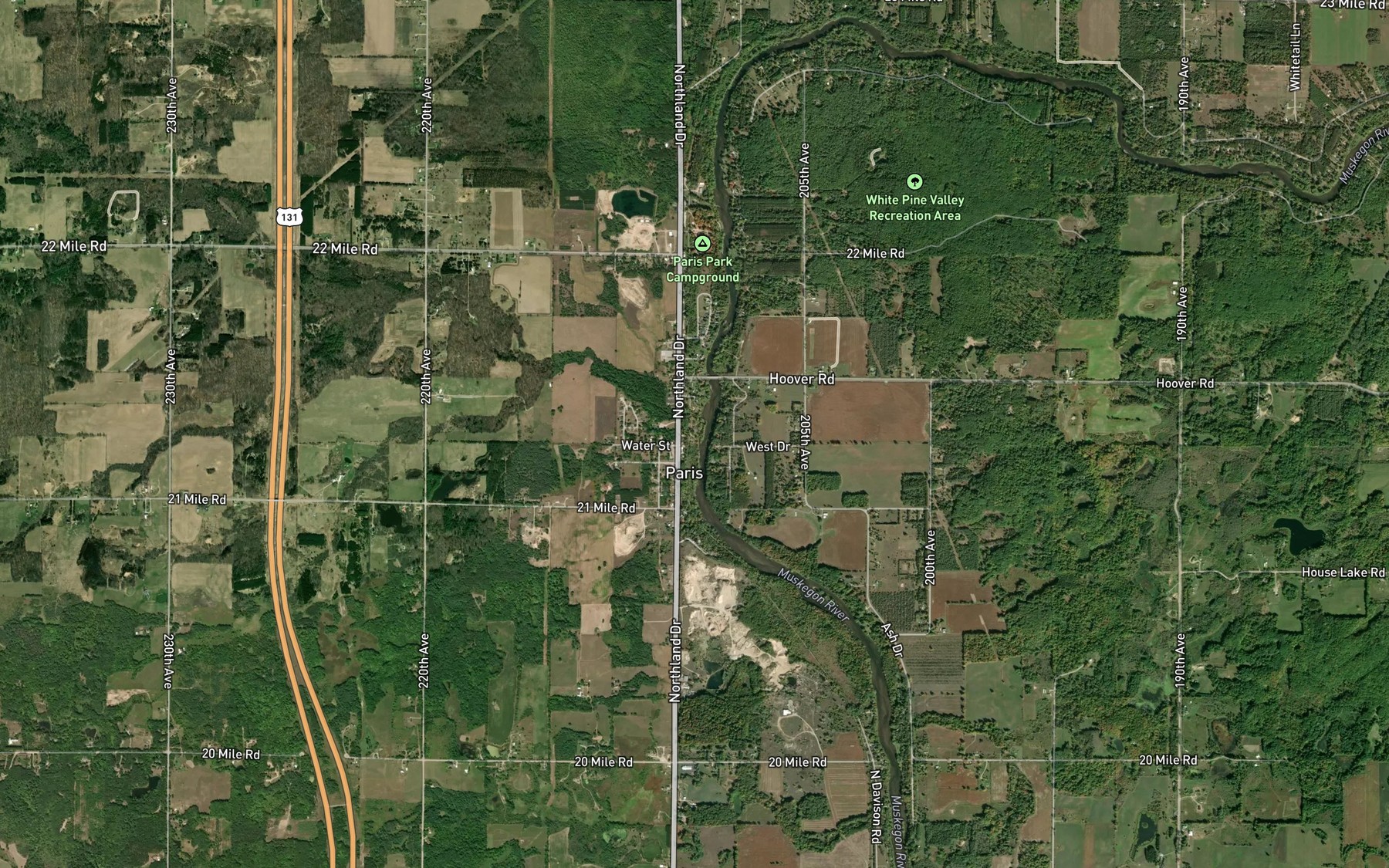 Satellite map of the Paris Creek