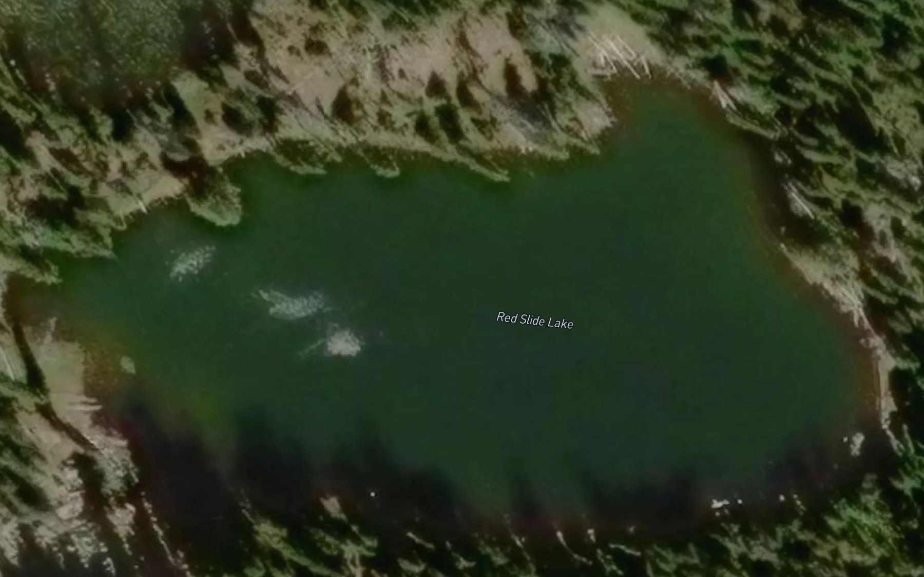 Satellite map of the Red Slide Lake