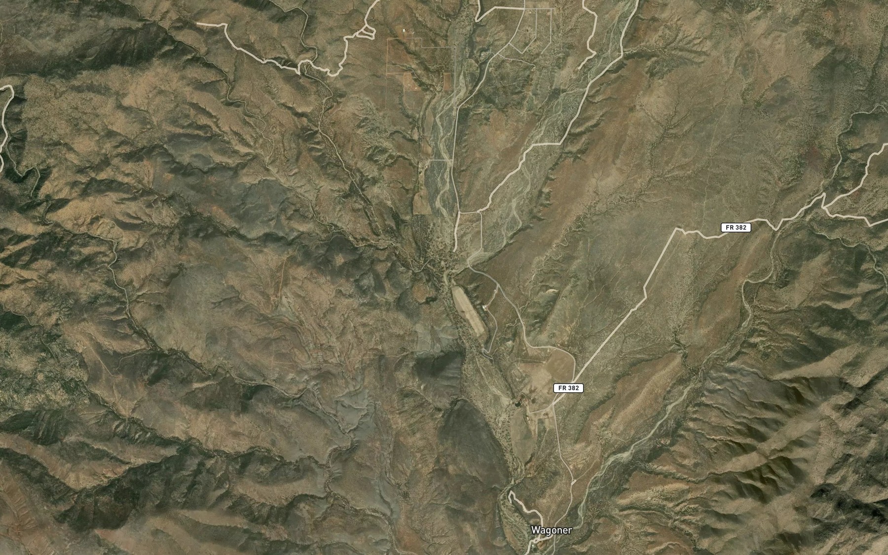 Satellite map of the Milk Creek