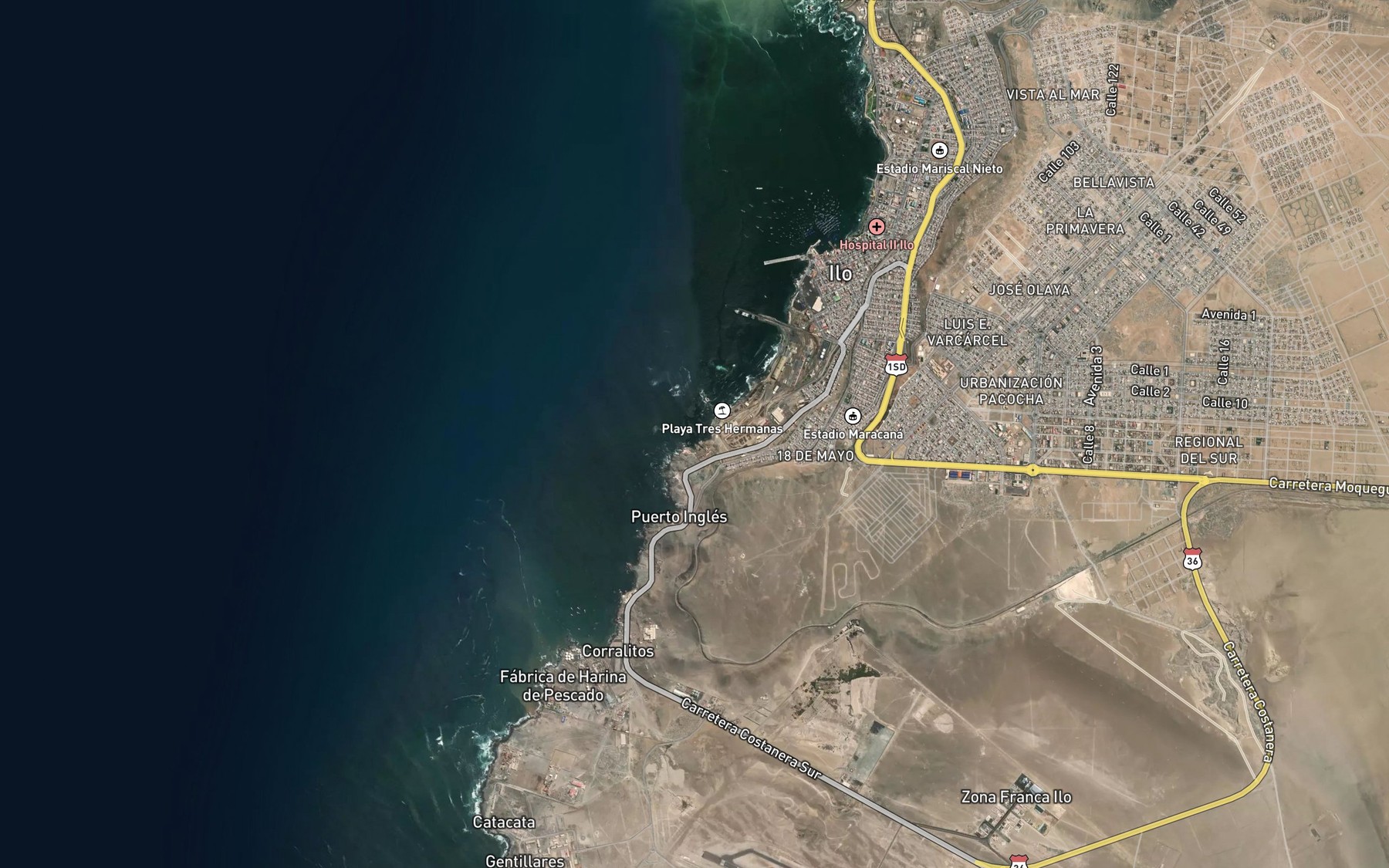 Satellite map of the Calienta Cove