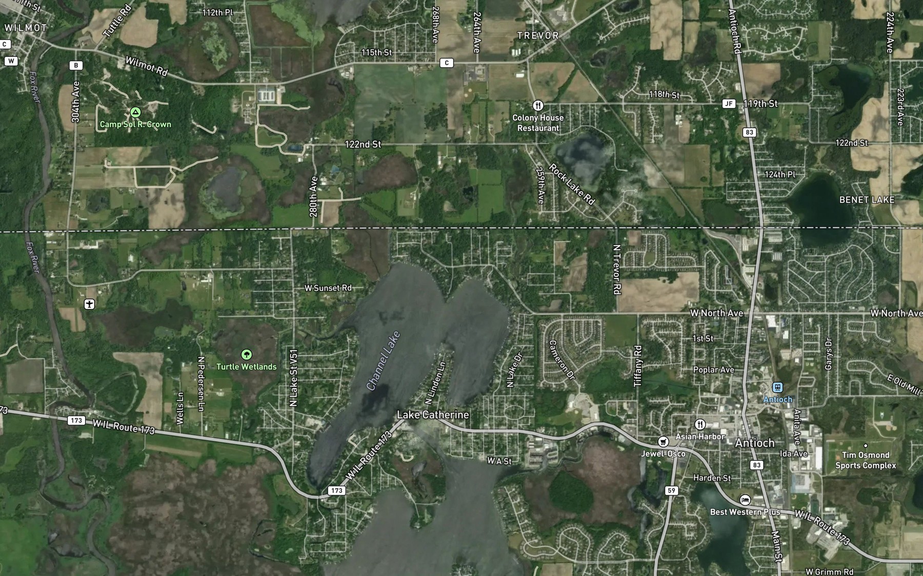 Satellite map of the Lake Catherine