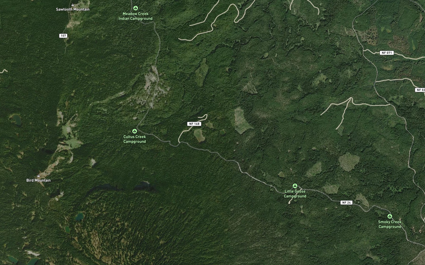 Satellite map of the Hidden Lake