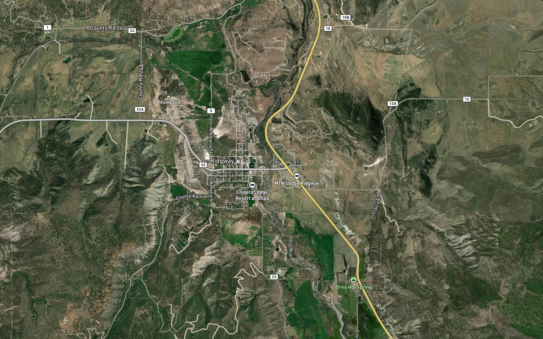 Satellite map of the Cottonwood Creek