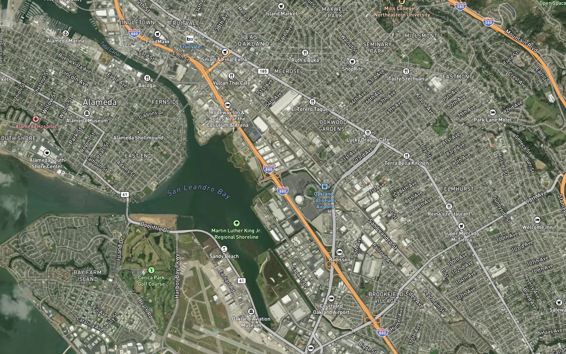 Satellite map of the Damon Slough
