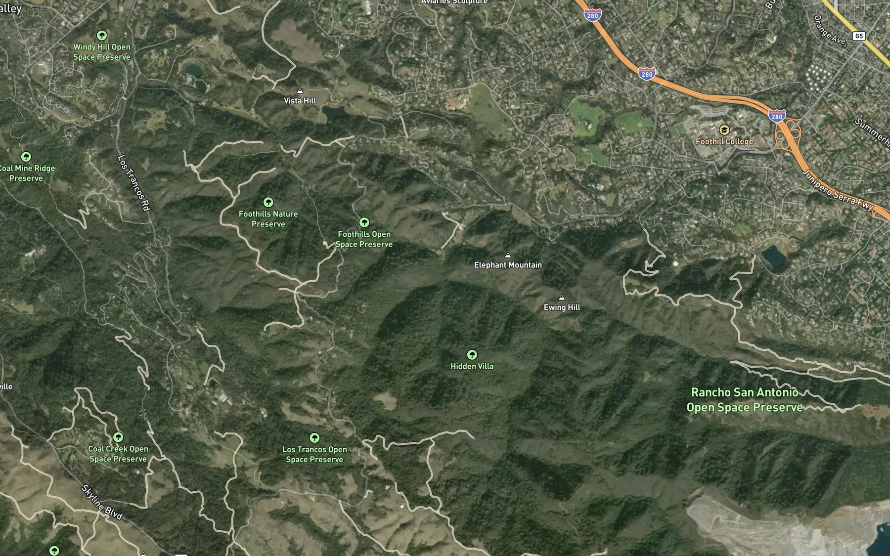 Satellite map of the West Fork Adobe Creek