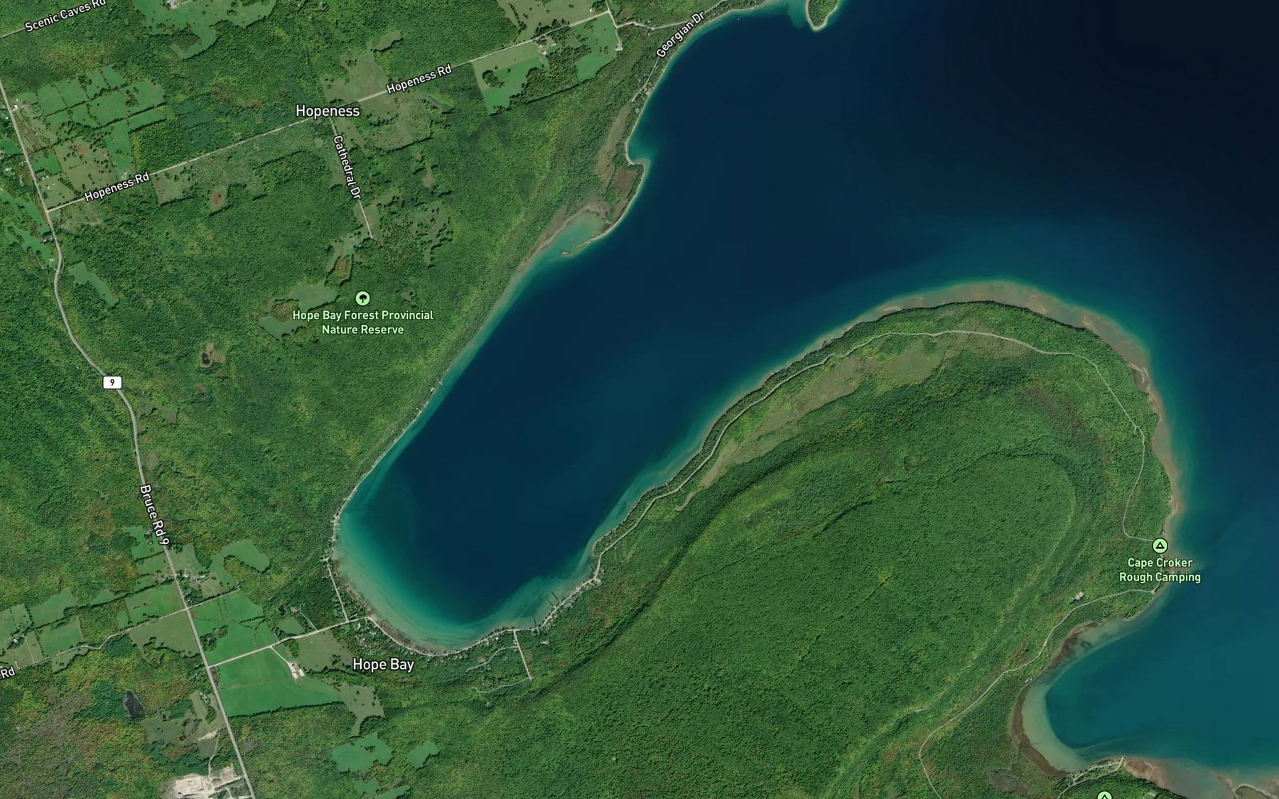 Satellite map of the Hope Bay