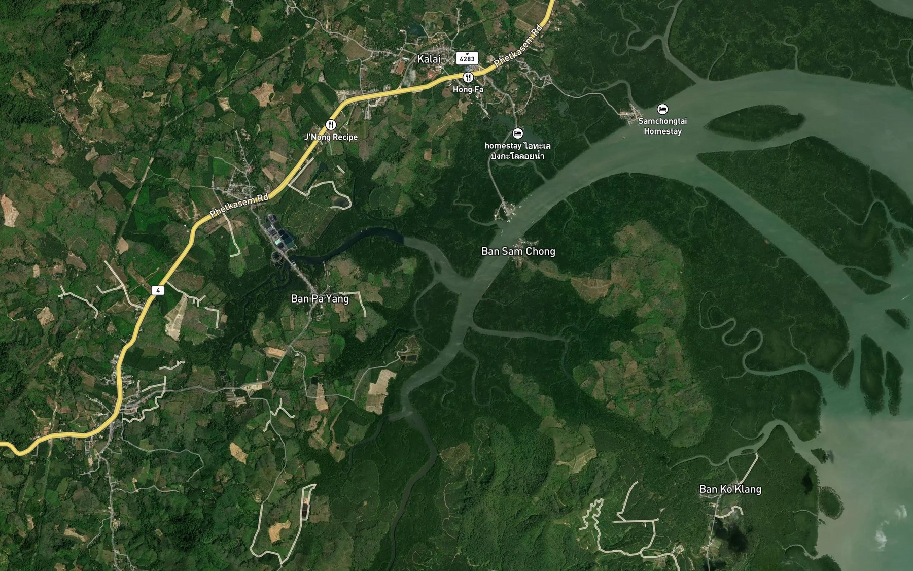 Satellite map of the Khlong Tha Yu