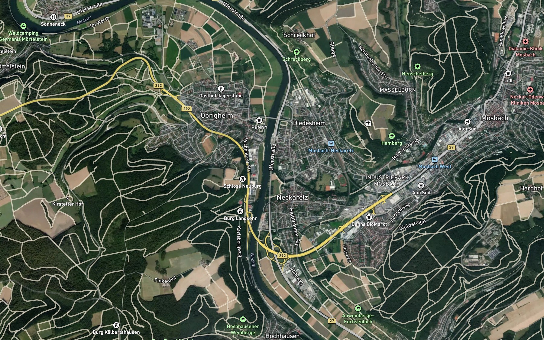 Satellite map of the Elzbach