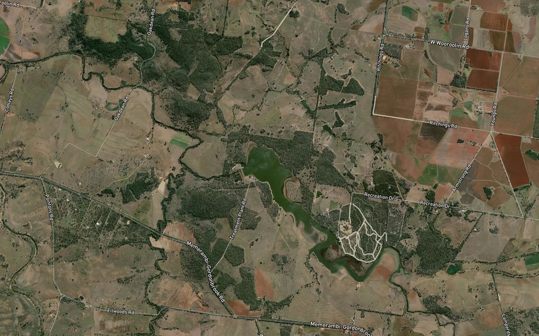 Satellite map of the Gordonbrook Dam