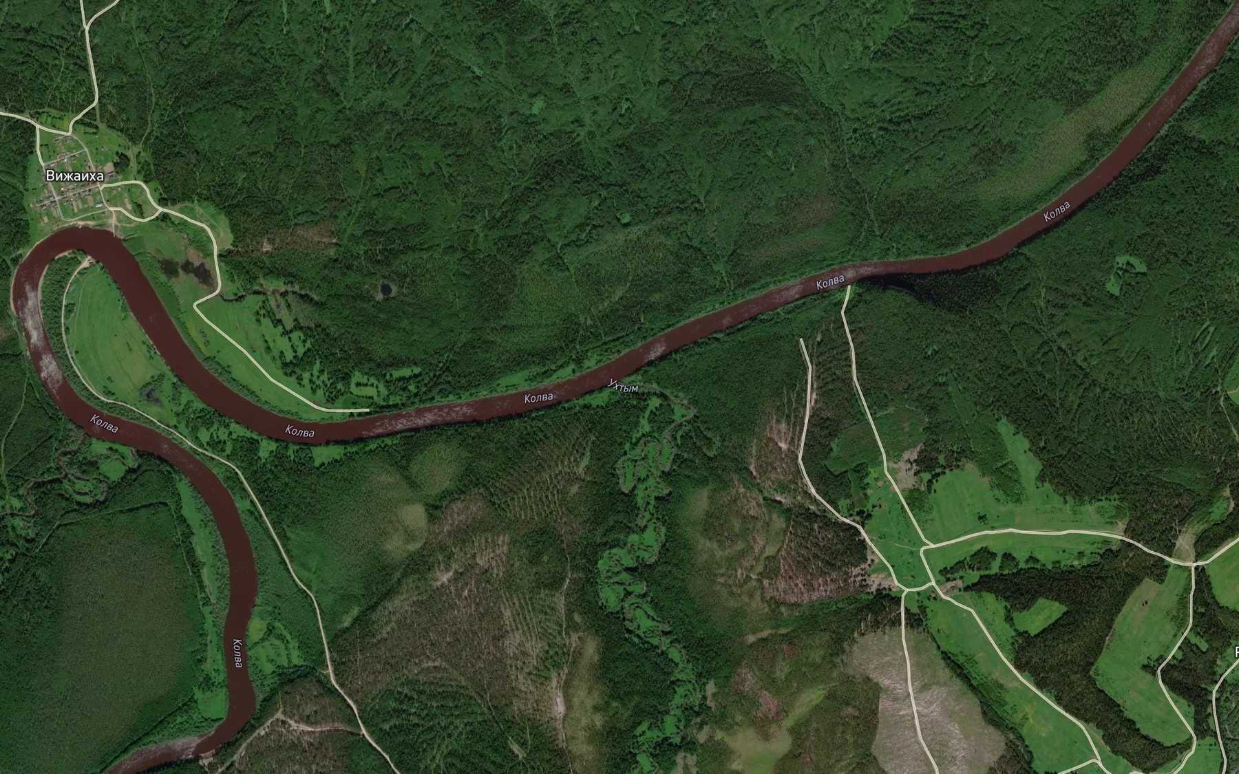 Satellite map of the Ukhtym