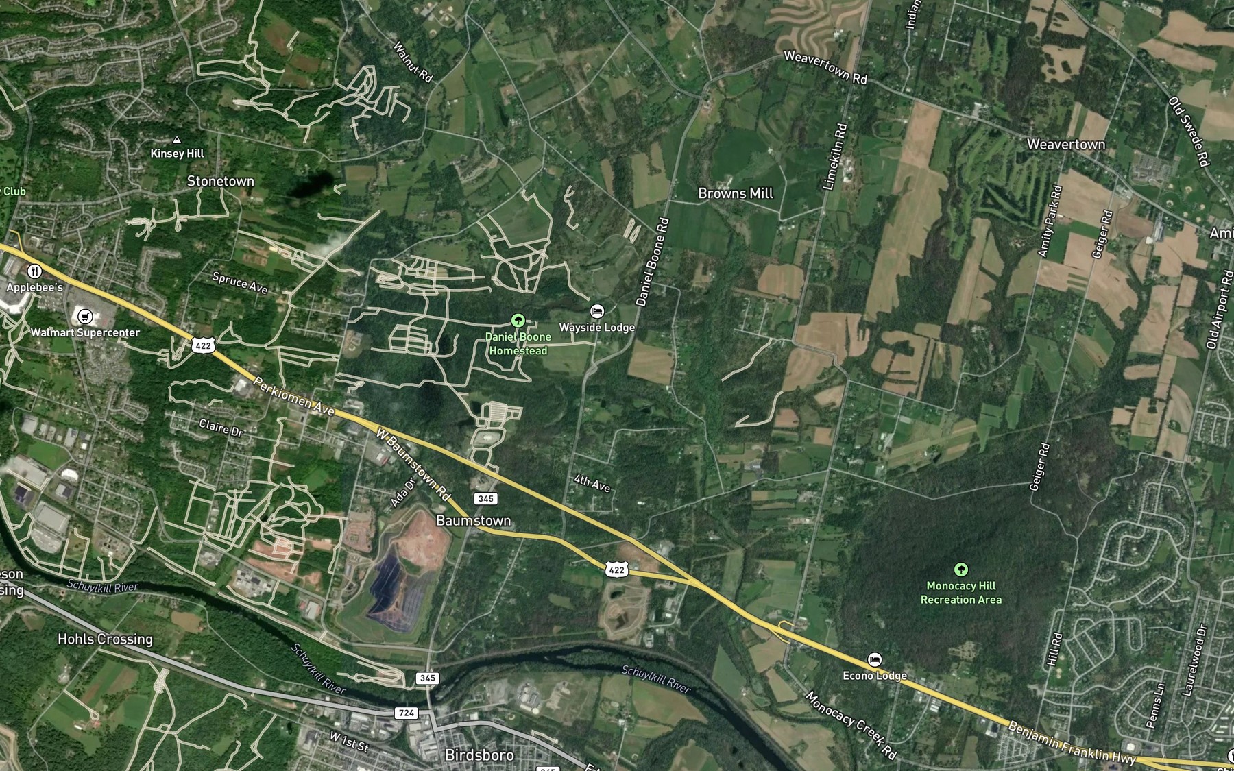 Satellite map of the Owatin Creek