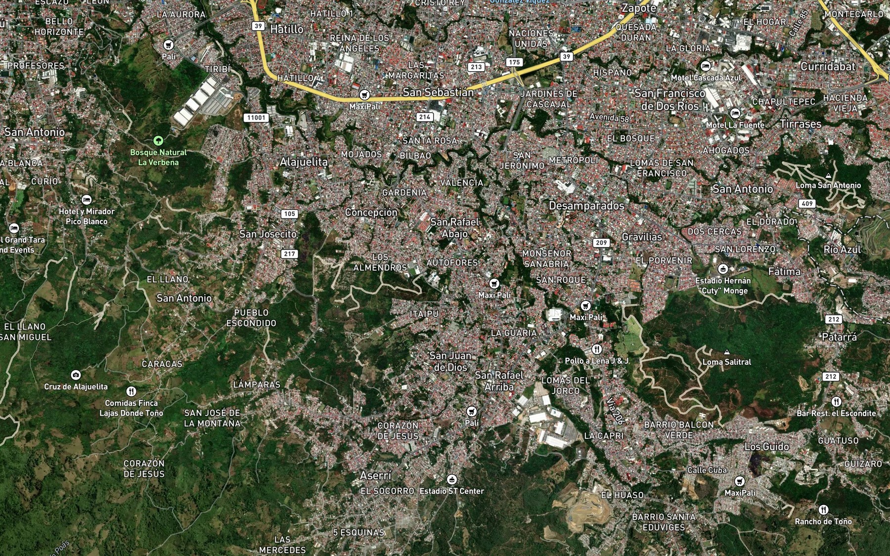 Satellite map of the Quebrada Comun