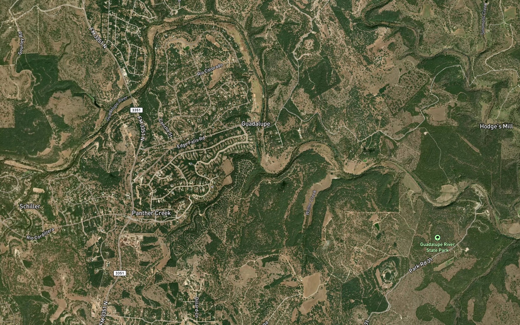 Satellite map of the Panther Creek