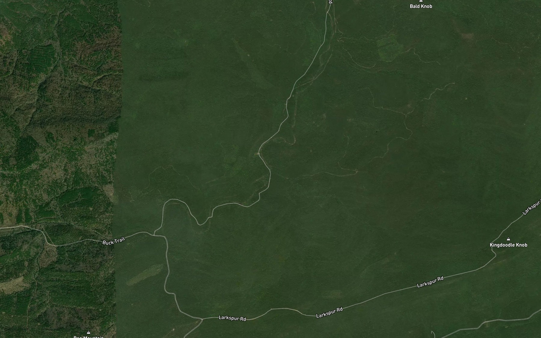 Satellite map of the Kingdoodle Creek
