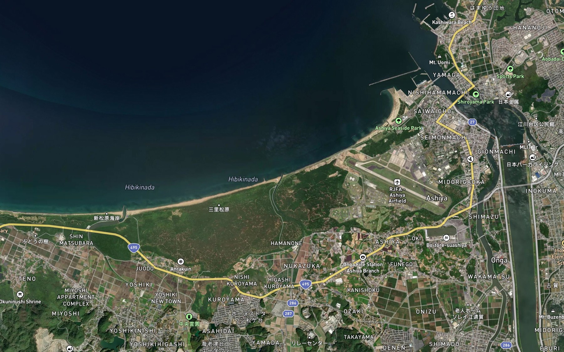 Satellite map of the Yahagi Gawa