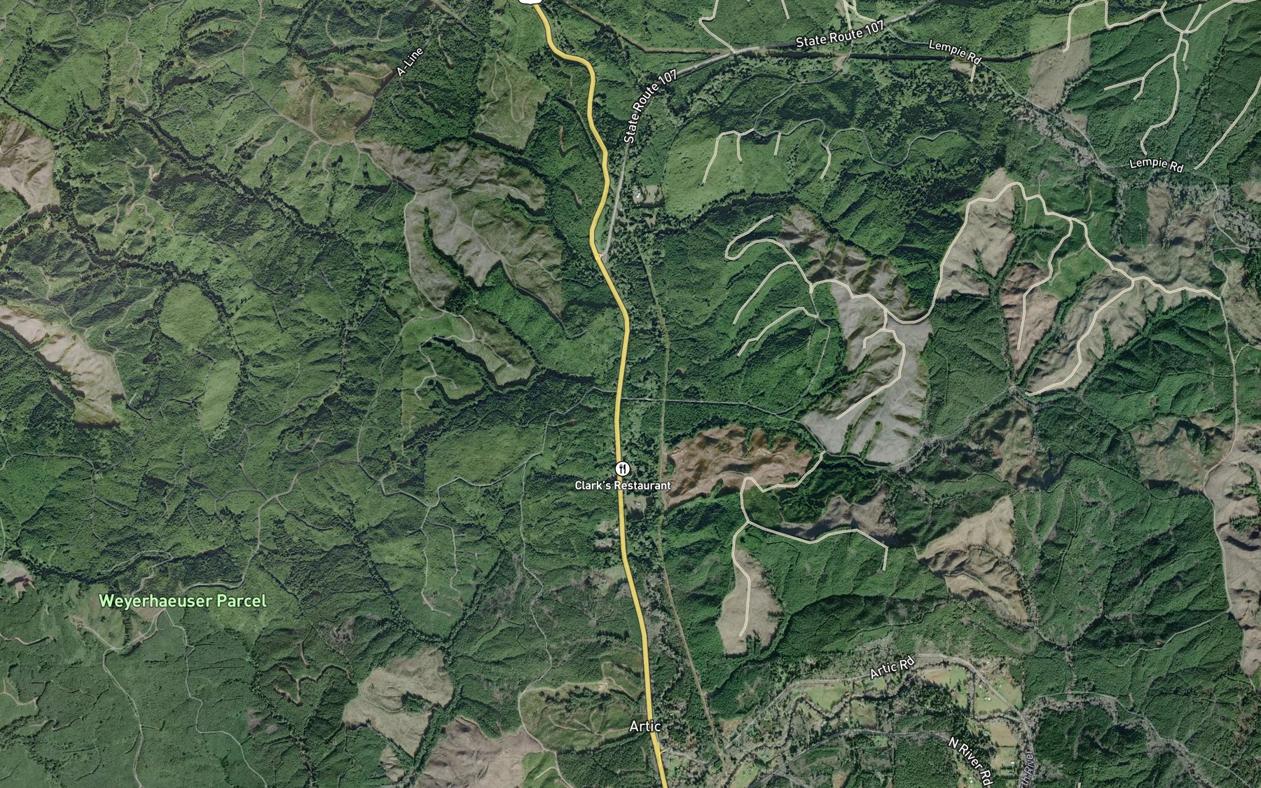 Satellite map of the Mosquito Creek