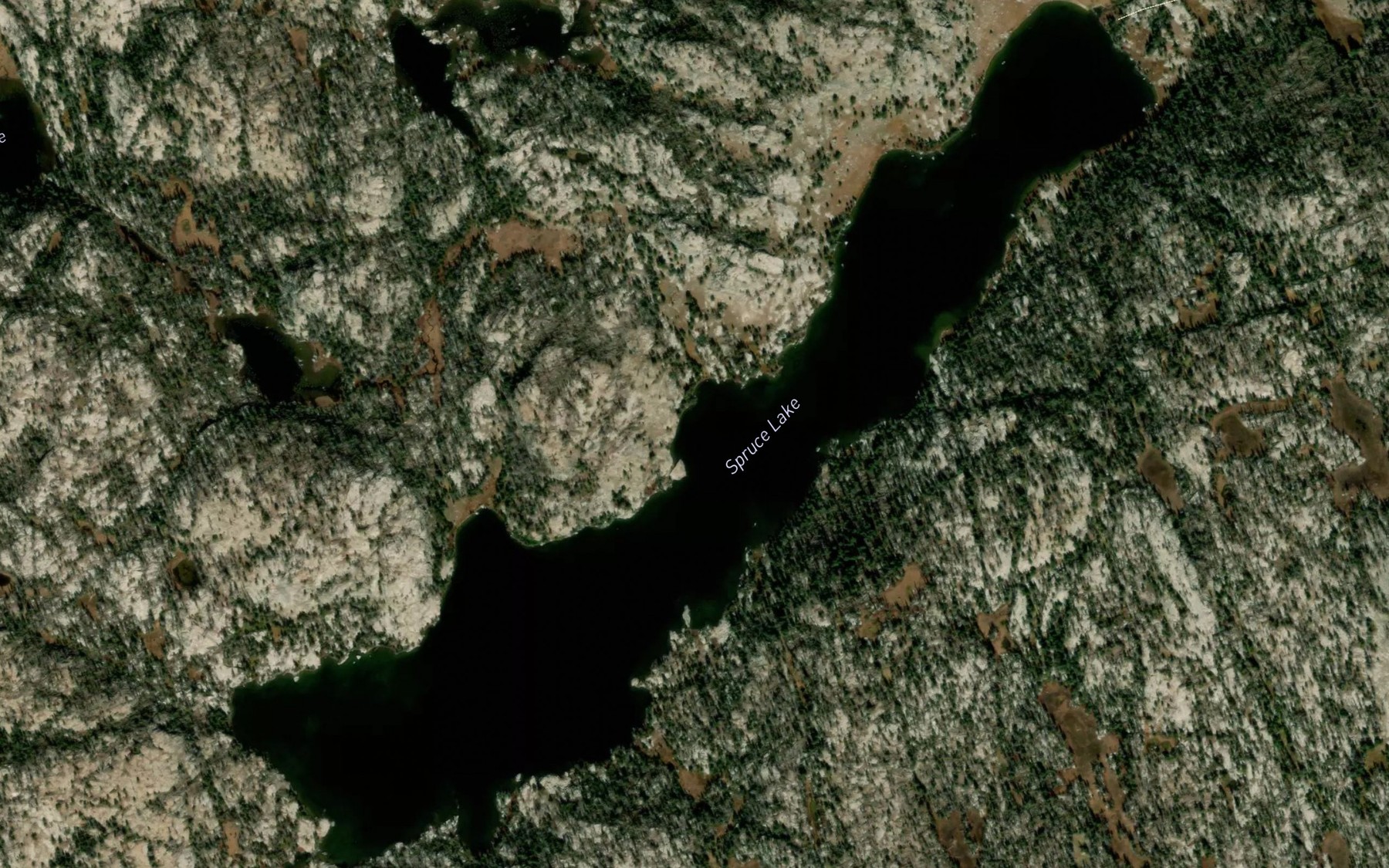 Satellite map of the Spruce Lake