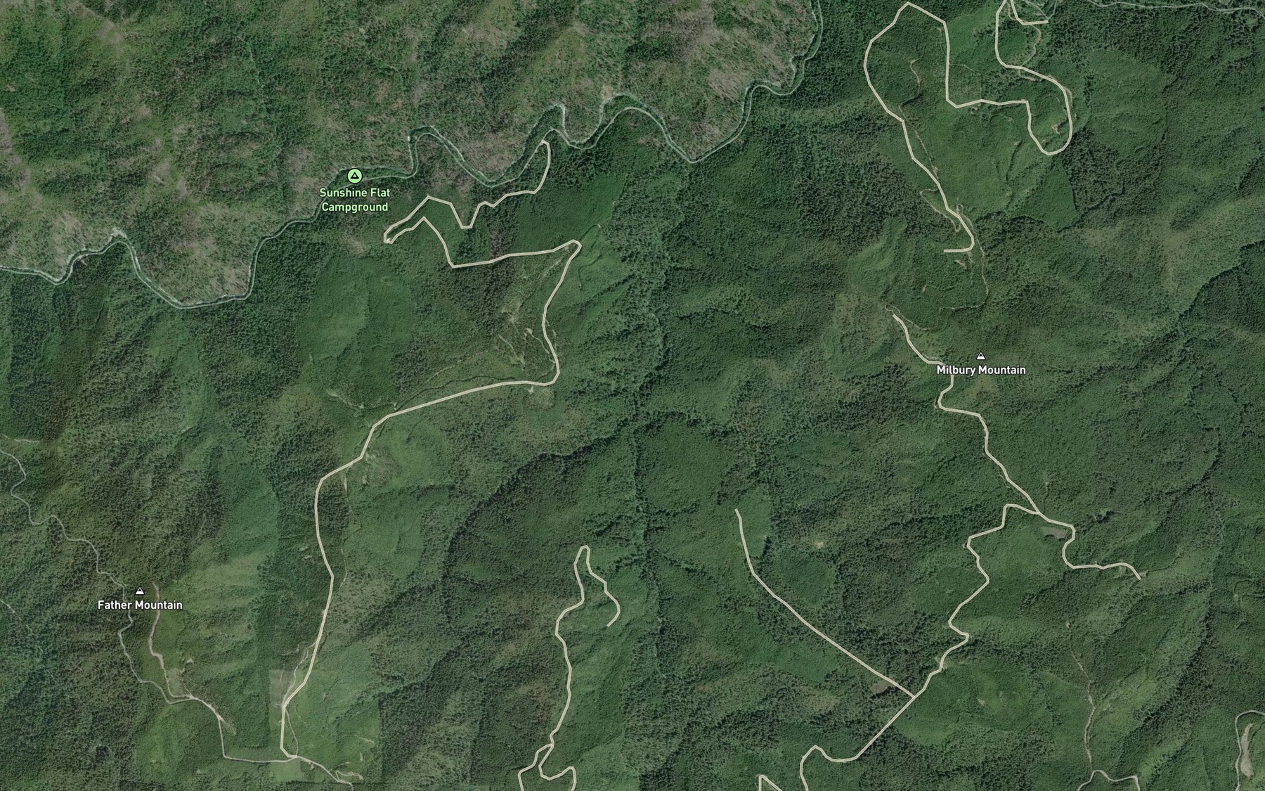 Satellite map of the West Fork Panther Creek