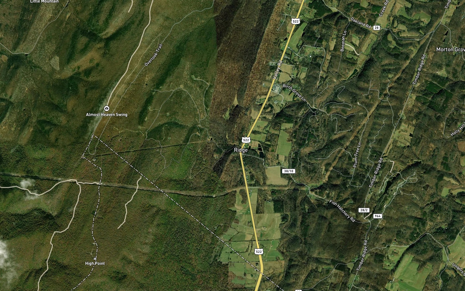 Satellite map of the Big Run