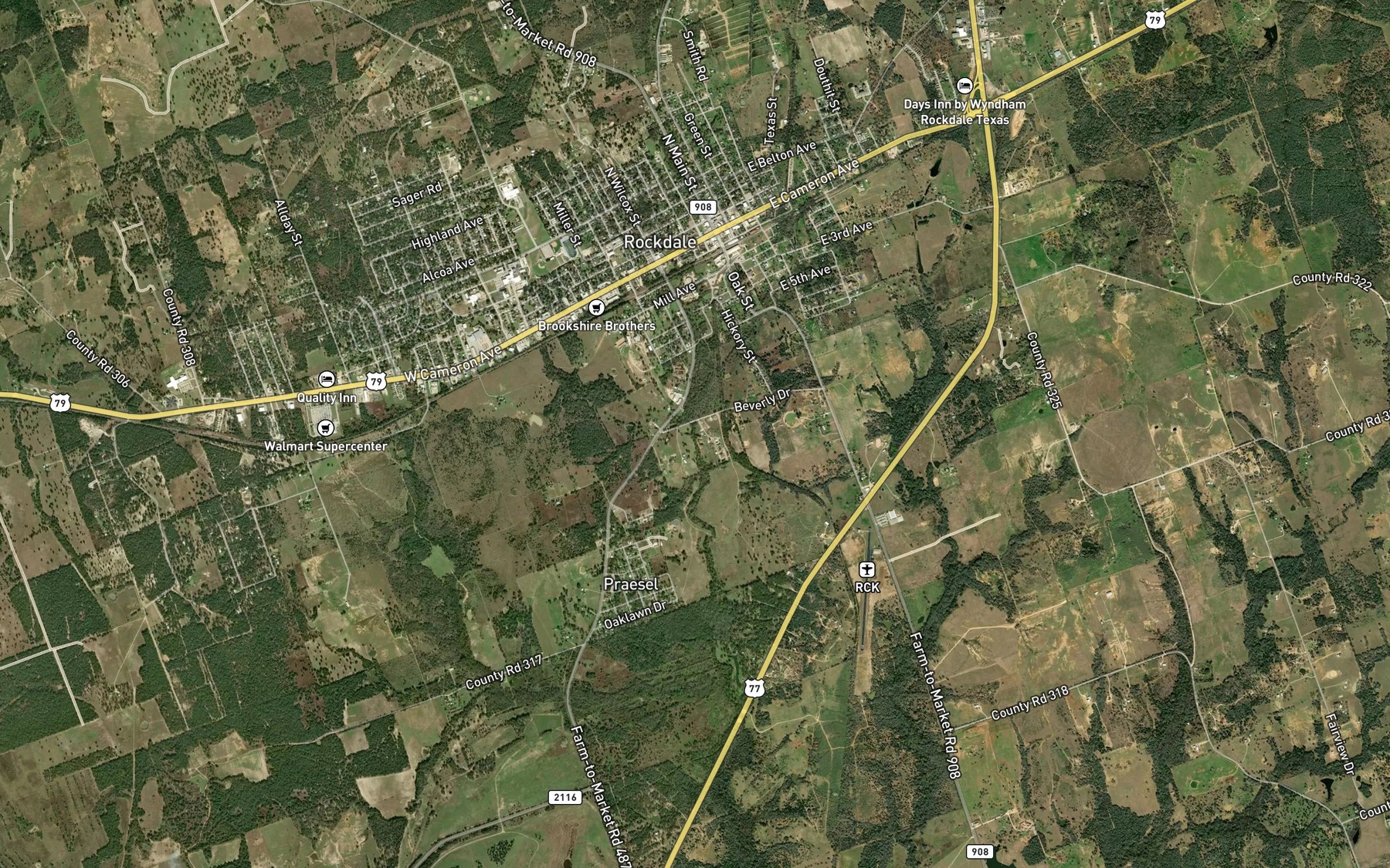 Satellite map of the Little Ham Branch