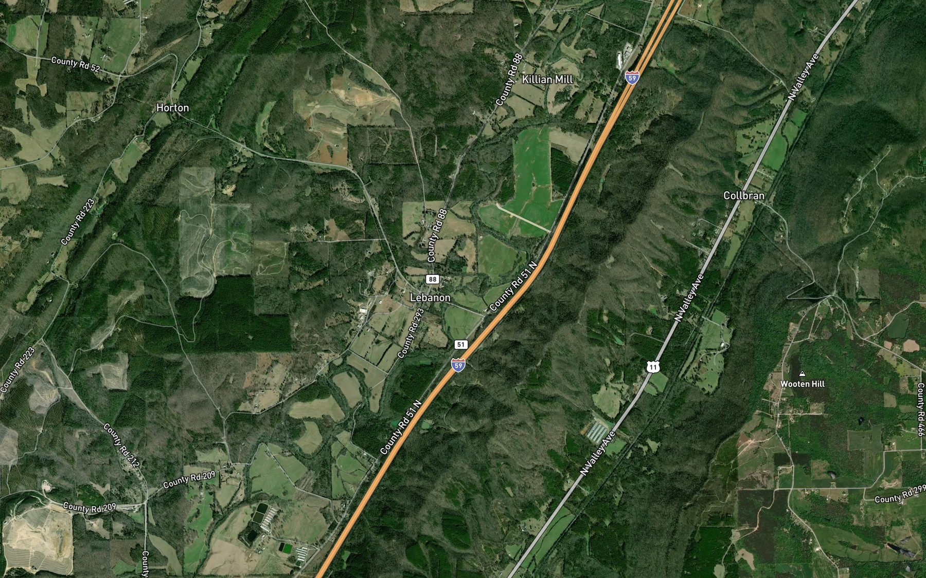 Satellite map of the Horton Branch