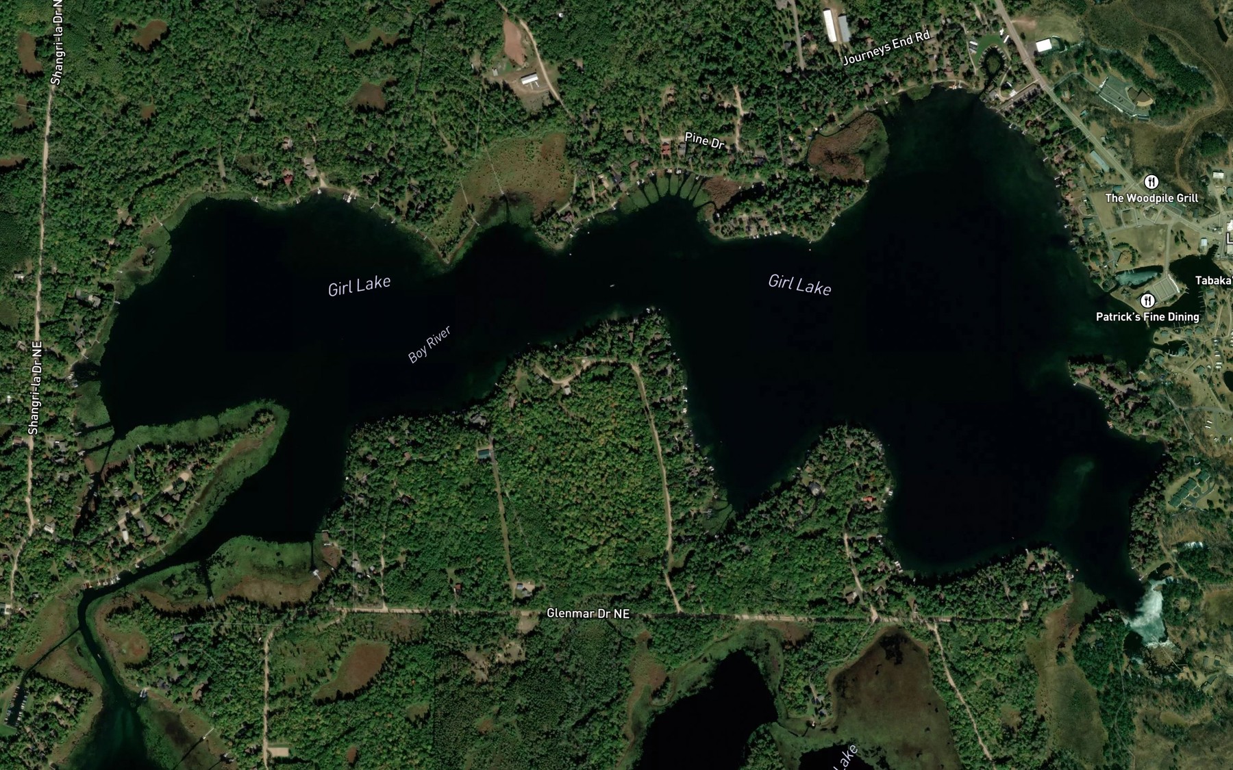 Satellite map of the Girl Lake