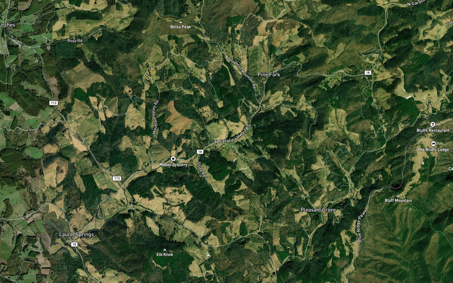 Satellite map of the Maple Branch