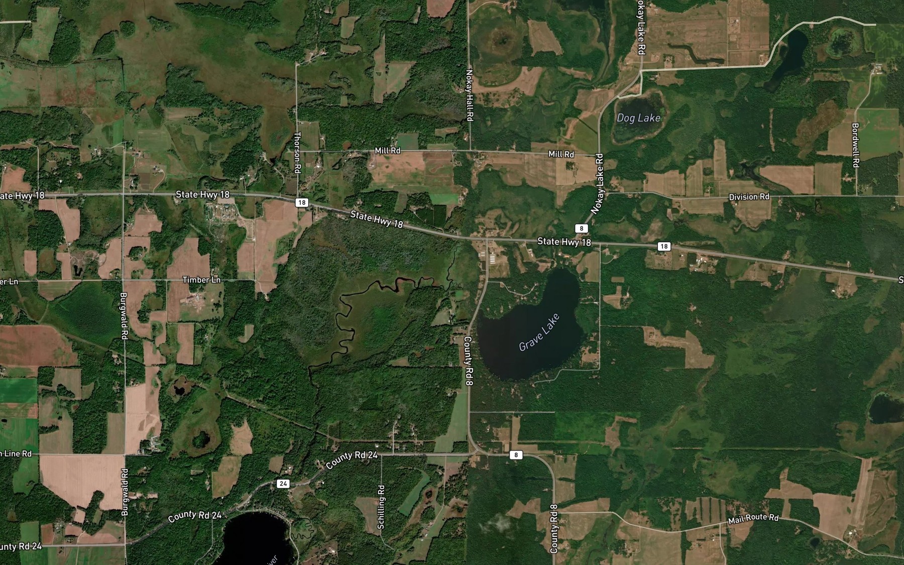 Satellite map of the Hay Creek