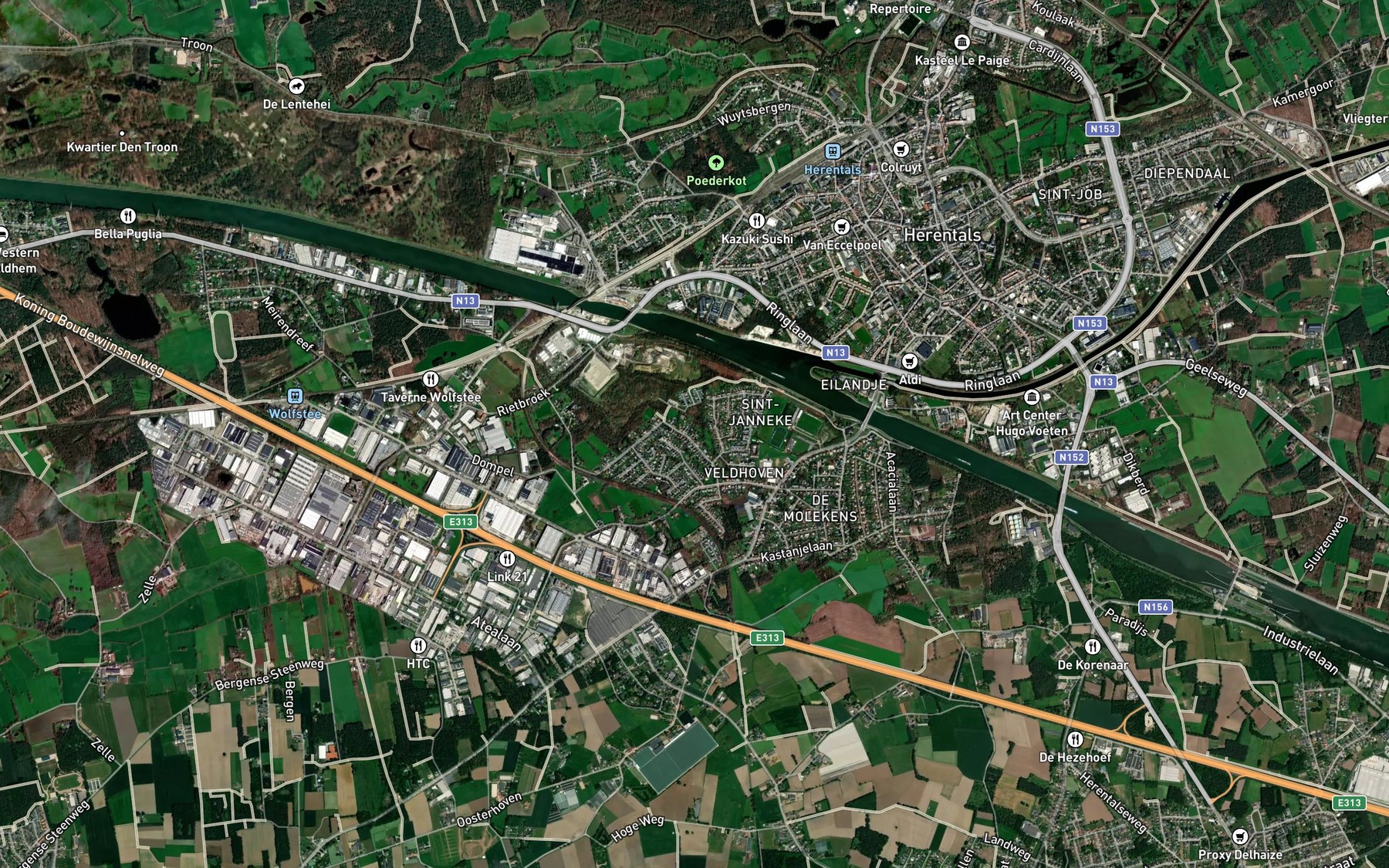 Satellite map of the Kempisch Kanaal