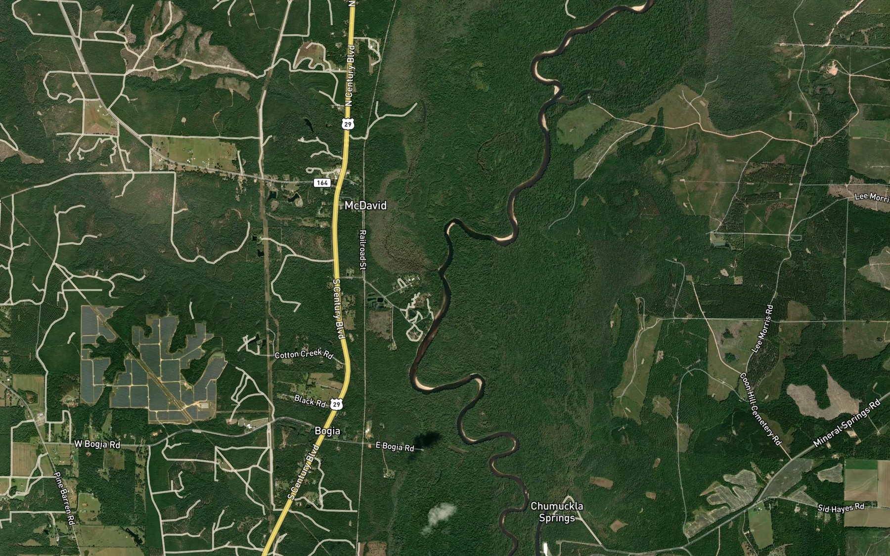 Satellite map of the Canoe Creek