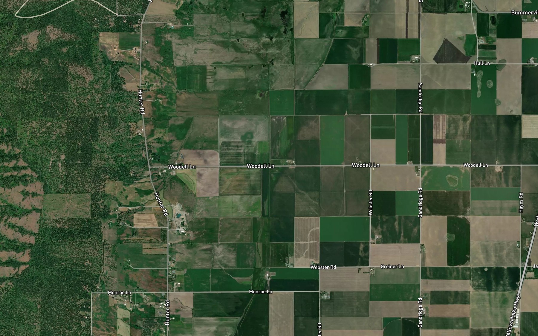 Satellite map of the Slide Creek
