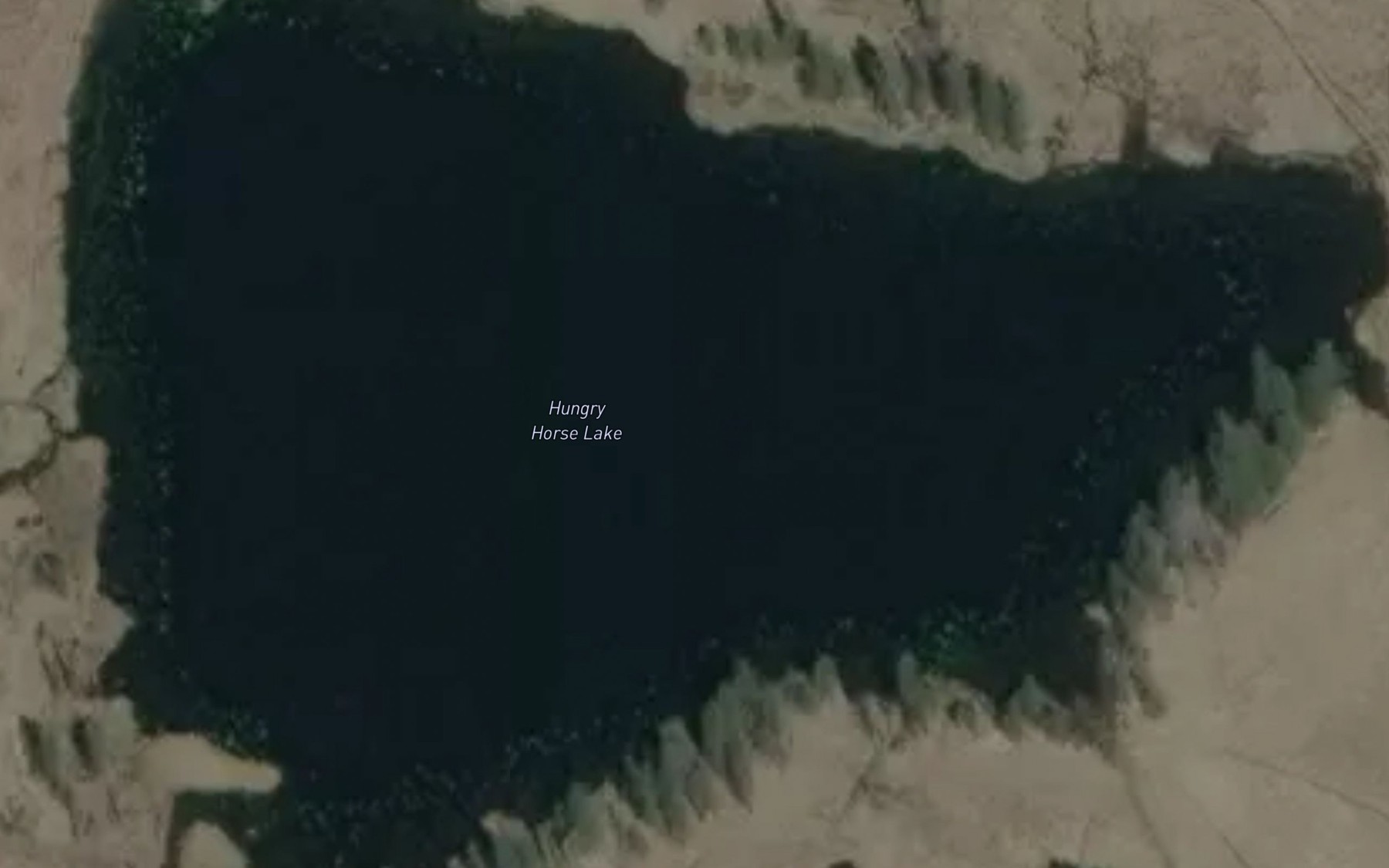 Satellite map of the Hungry Horse Lake