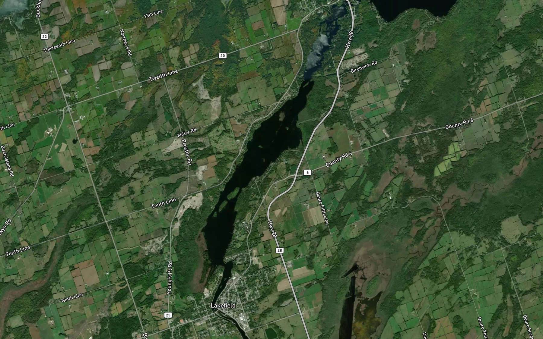Satellite map of the Katchewanooka Lake