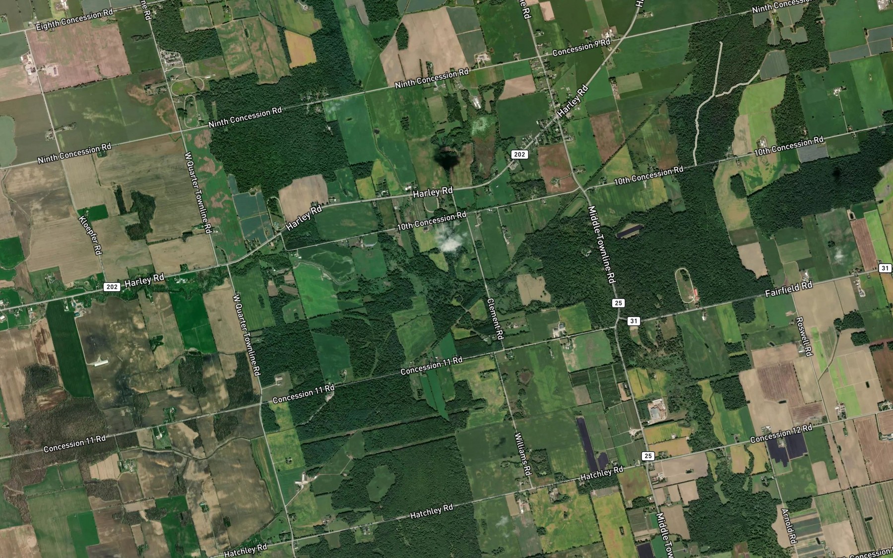 Satellite map of the Harley Drain