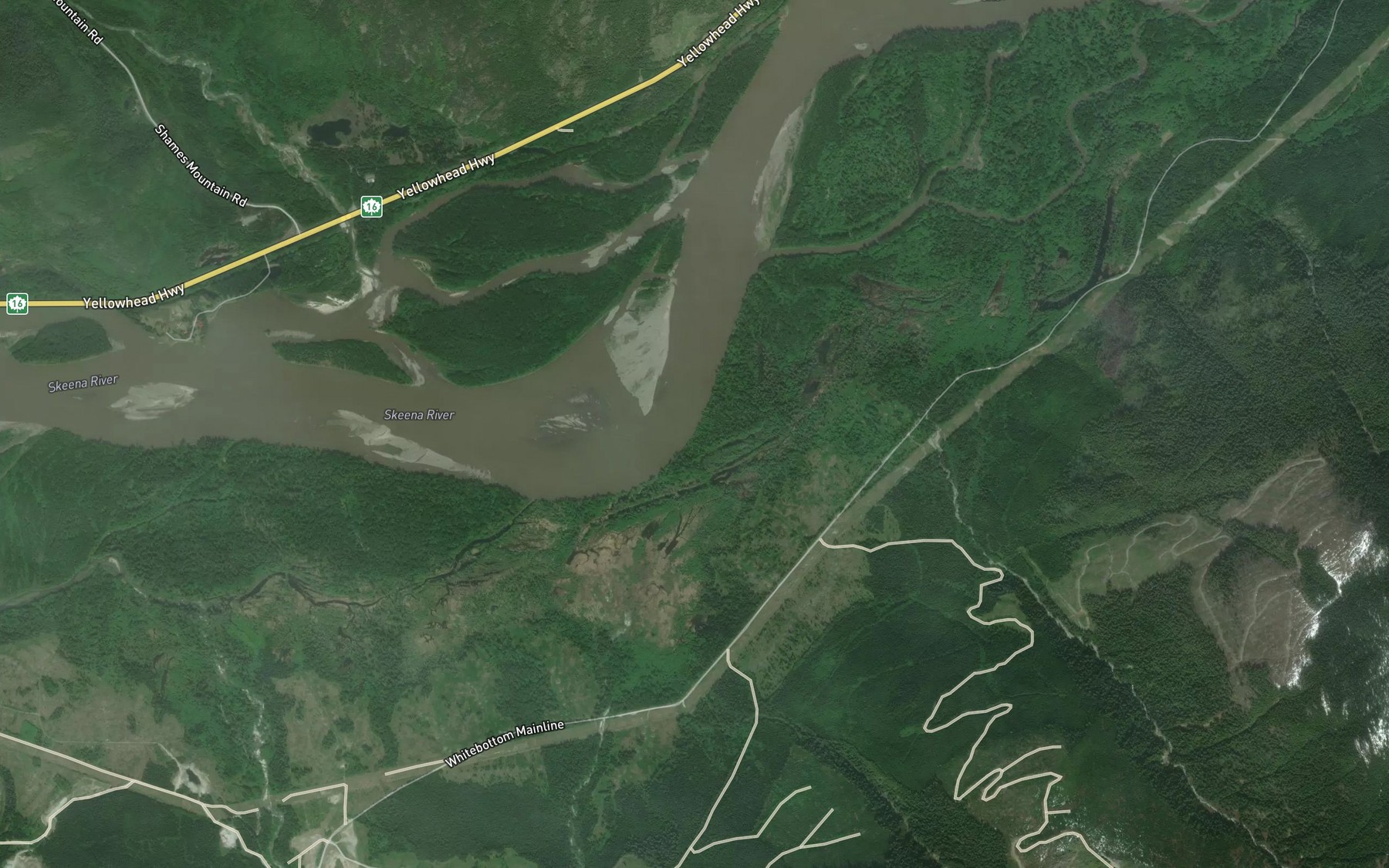 Satellite map of the Whitebottom Creek