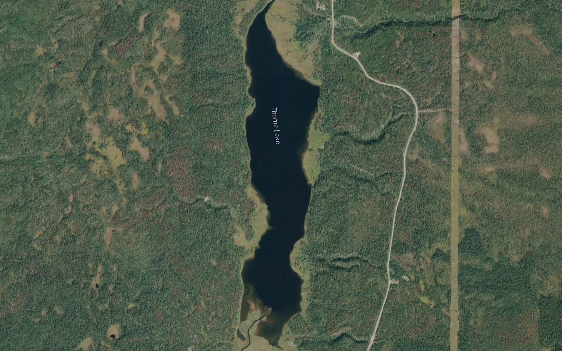 Satellite map of the Thorne Lake