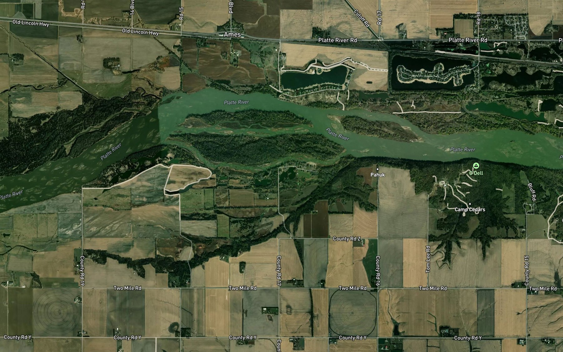 Satellite map of the Cedar Lakes