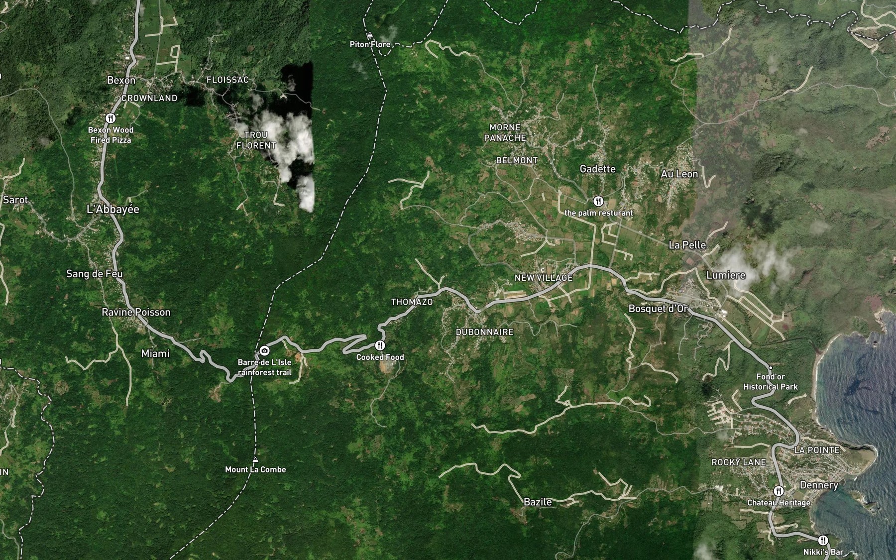 Satellite map of the Ravine Des Amis